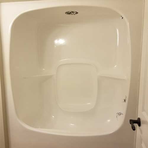 Fiberglass Shower Reglaze — after Renov8 refinishing